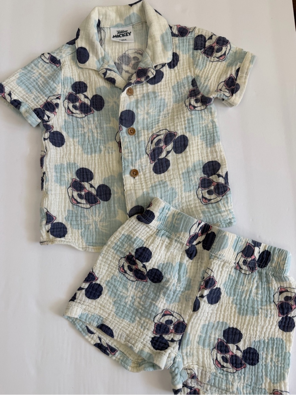 Mouse Light Blue & Navy Kids 2- Piece Set